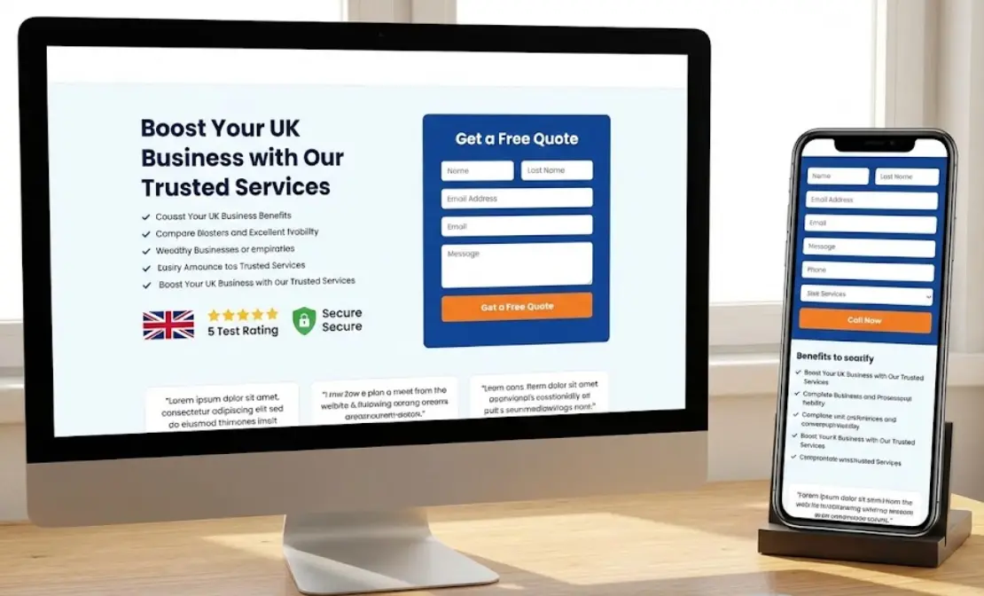 Landing page design in UK for lead generation and marketing campaigns